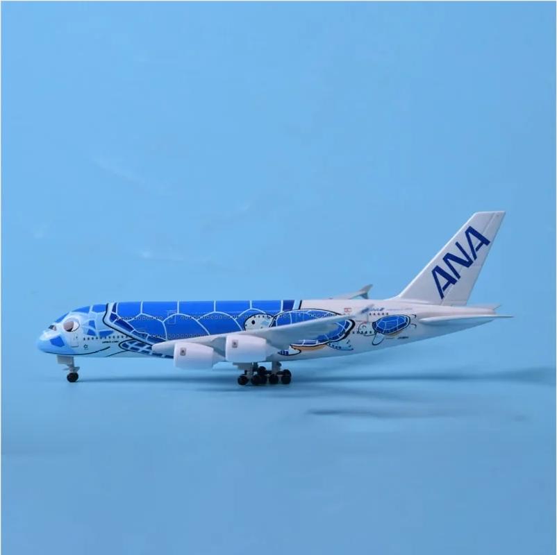 Japan Air ANA Airbus A380 Cartoon Meeresschildkröte Fluggesellschaften Diecast Flugzeugmodell Flugzeug mit Fahrwerk 18*20cm Legierung Metall