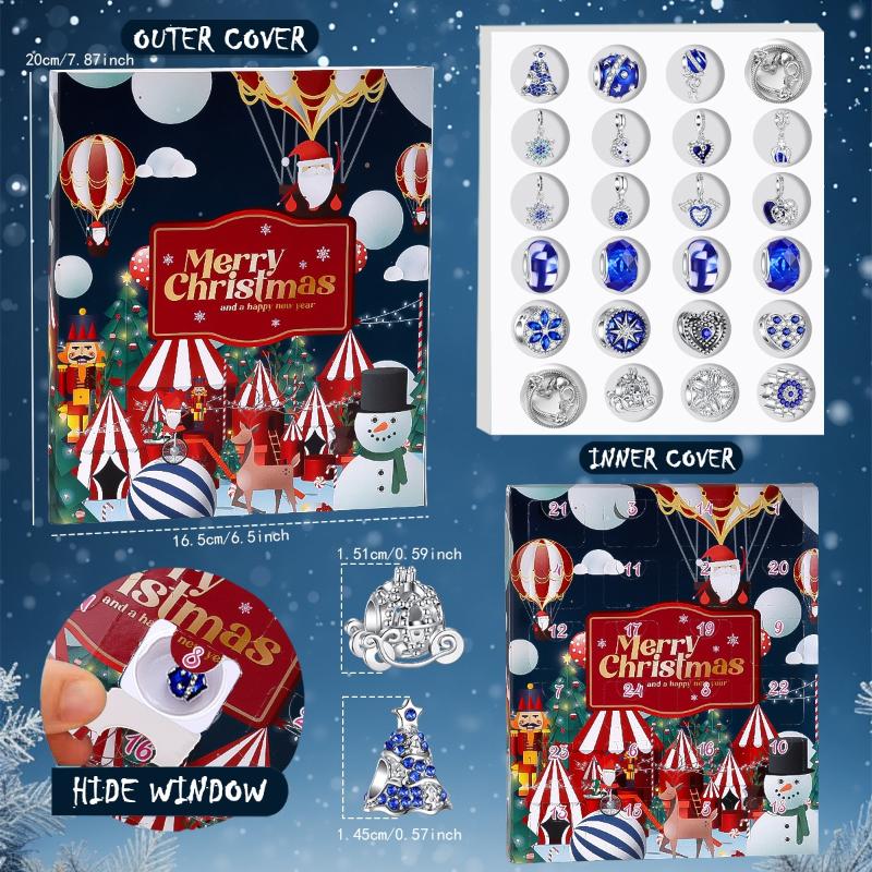 2025 Christmas Advent Calendar Xmas Creative Diy Beaded Alloy Jewelry Santa Claus Blind Box Children'S Festival Gift Bracelet