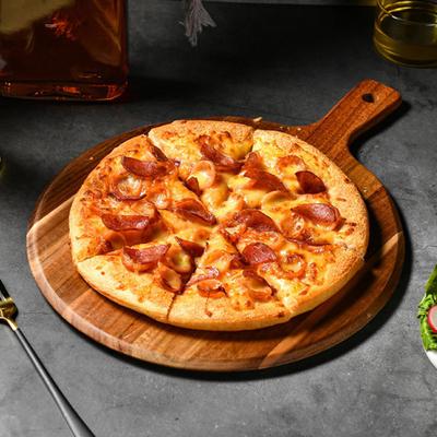 Wooden Pizza Pan with Long Round Board Multifunction Cutting Chopping Handle Vegetable Cake Bread