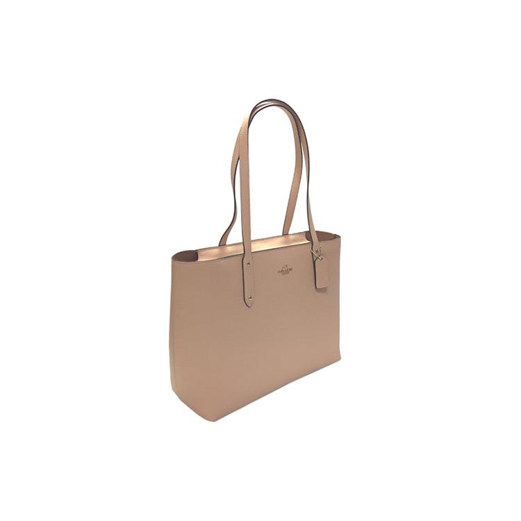 New COACH Central Polished Pebbled Leather Tote Bag Shopping Bag Shoulder Bags Women's Nude Pink 69424-GDEQO