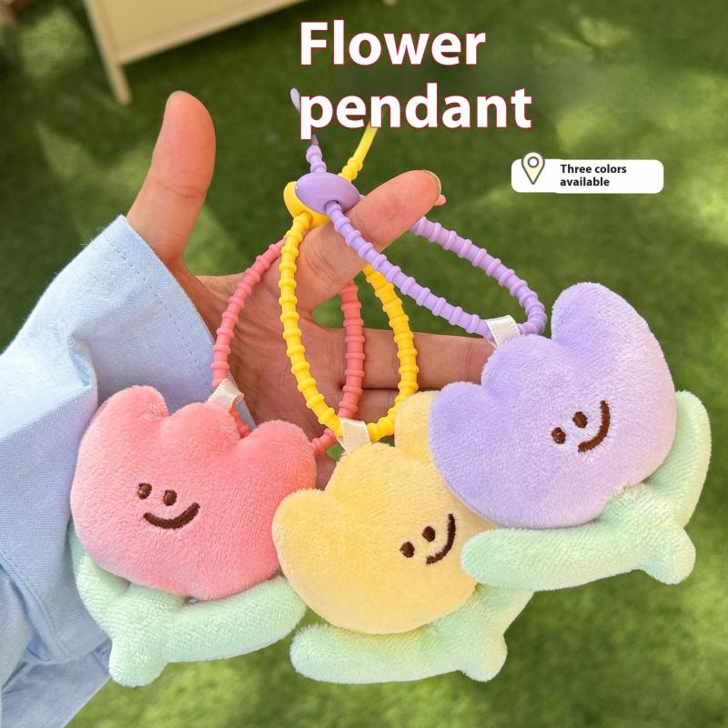 Cute Cartoon Plush Tulip Keychain Soft Stuffed Flower Dolls Bag Pendant Kawaii Plush Flower Decoration Accessories Girls Gifts