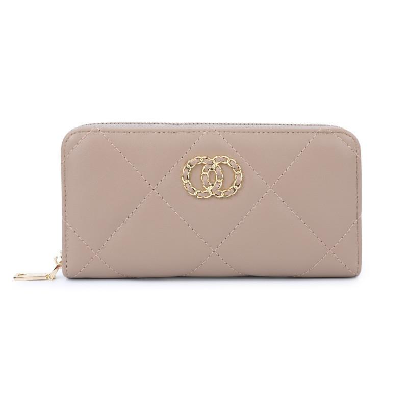 Новое поступление Стильный женский длинный кошелек Terianne Заграничный узор с ромбами Застежка-молния Клатч Apricot