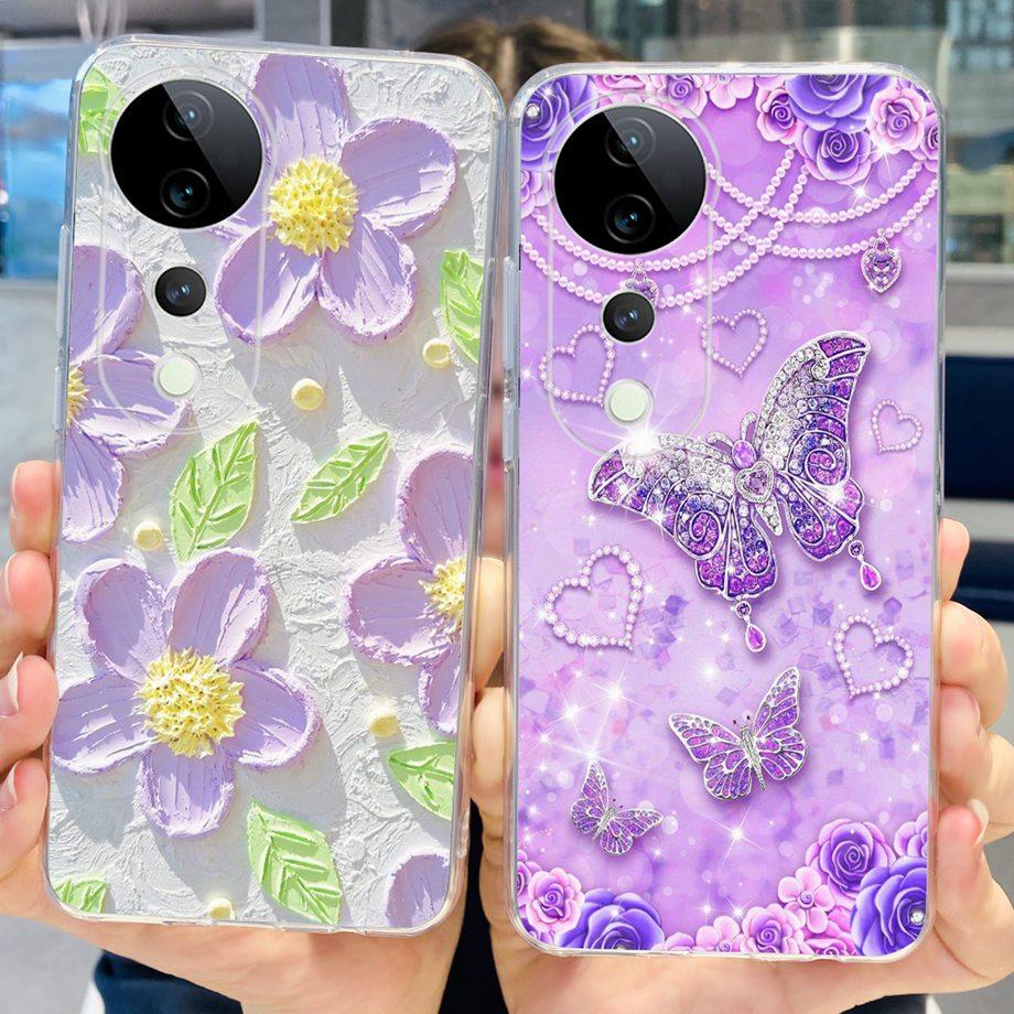 For Vivo V40 / V40 SE / V30 / V30 PRO / V30 Lite Back Cover Case Soft Clear Silicone Shockproof Protection Funda Women Fashion