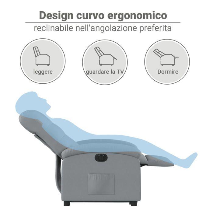 VidaXL Fauteuil Inclinable Électrique, Chaise de Relaxation avec Dossier et Repose-pied Réglables, Siège de Salon, Moderne, 3204116