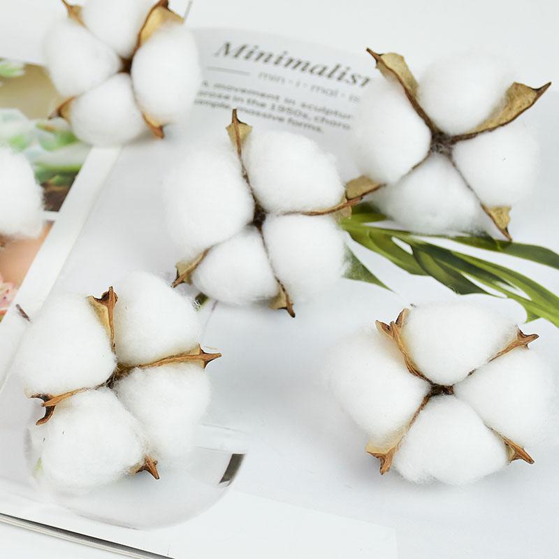 10PCS White Cotton Florist Supplies Wedding Car Decorative Wreaths Christmas Home Decor Diy Gifts Box Cheap Artificial Flowers