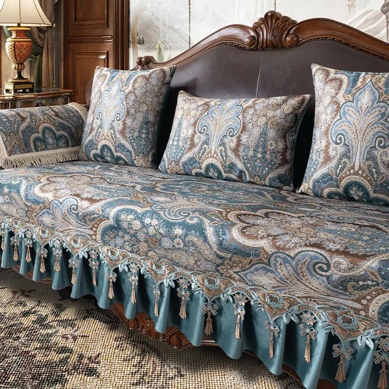 Home Decoration Sofa Cover Living Room Sofa Cushion Armchair Seat Cover Luxury Slipcover Non-Slip Jacquard Sofa Protective Cover Mat