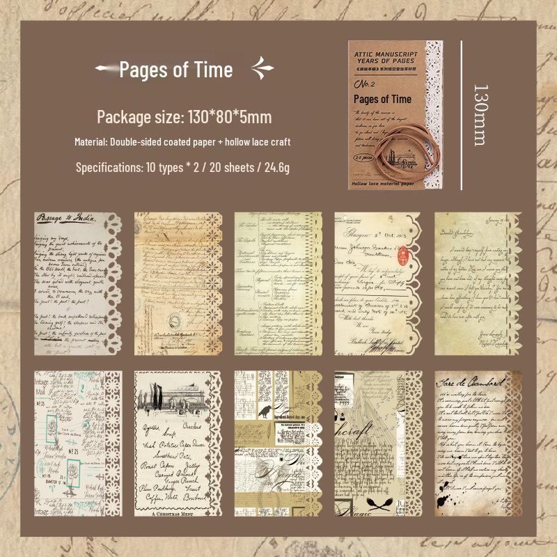Yuezhen Retro Hollow DIY Journal Stickers - Non-Sticky Attic Manuscript Paper