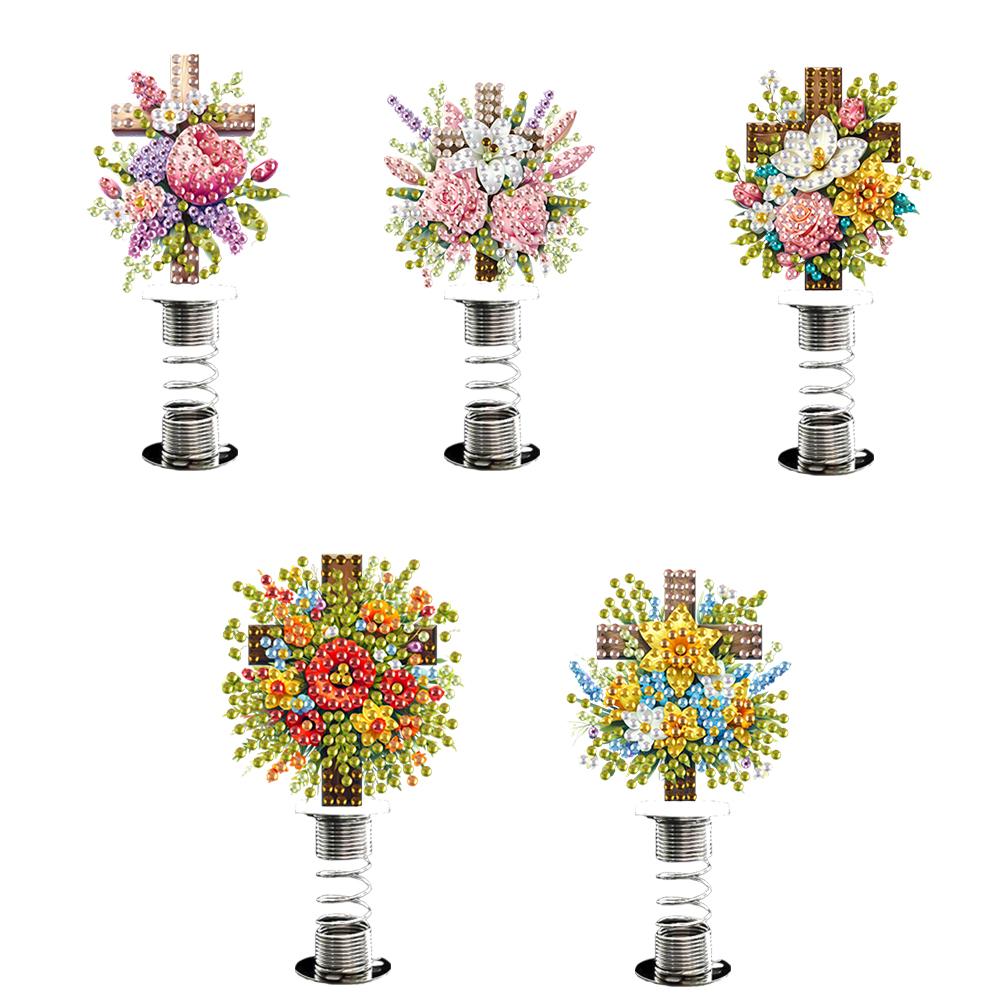 2D/Flat Animal DIY Diamond Painting Shake Car Ornaments Spring Car Dashboard Decor Rearview Mirror Decor for Car Interior Decors