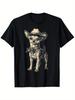 Chihuahua Wearing Cow Hat Funny Western Dog Mom Dad TShirt Fashionable Cotton Top Short Sleeve Street Style Short Tshirt Co
