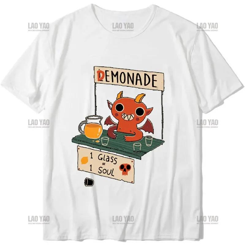 Death Tea Demode Printed T-shirt Funny Cartoon Cartoon Demon Tshirt Woman Man Vintage Gothic Cool Hip-hop Style Tops Tee Shirt