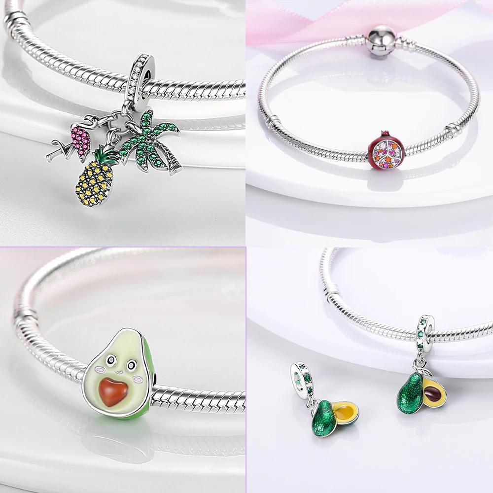 Copper Cherry Strawberry Avocado Fruit Original Charms Beads Fit Charms Pendant For Woman Jewelry Making Fine Gift