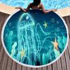 Jellyfish Round Beach Towel Microfiber Absorbent Quick Dry Sand Free Picnic Mat for Bathroom Pool Surf Travel Outdoor Meditation