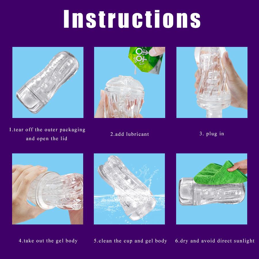 Transparent Airplane Cup Masturbator Soft Jelly Cup Glans Sucking Clip Male Penis Exerciser