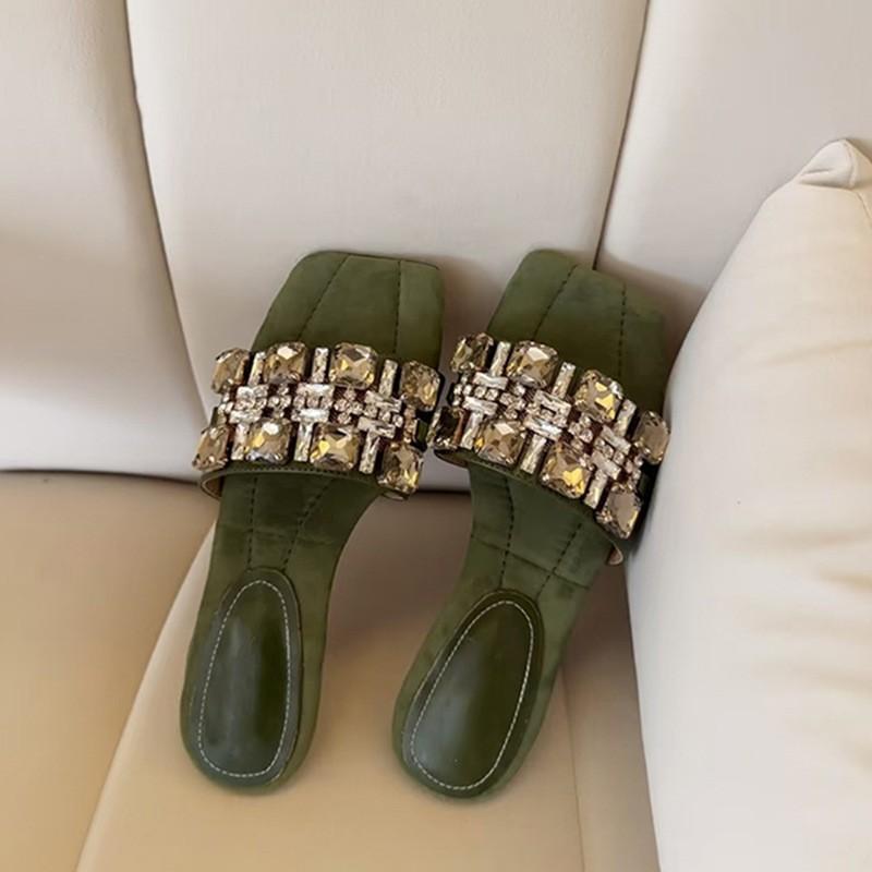 

Женские модные тапочки, модный зарубежный стиль, французские стразы, открытый носок, толстый каблук, красивые, сандалии, не утомляющие ноги 40