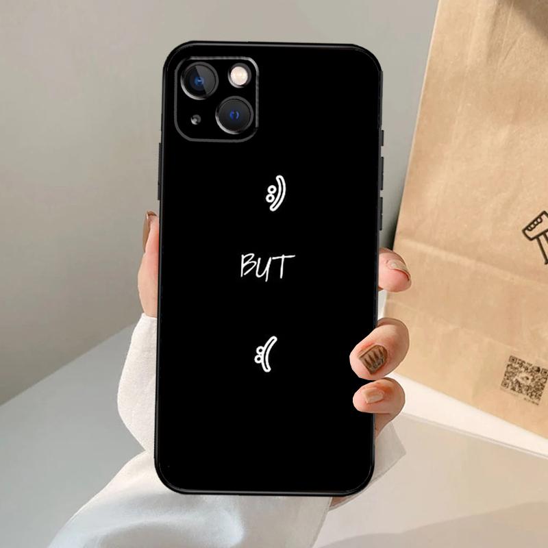 Sad Depression Black Word Phone Case For iPhone 16 15 14 11 12 13 Pro Max Mini Plus X XS Max XR Cover Coque