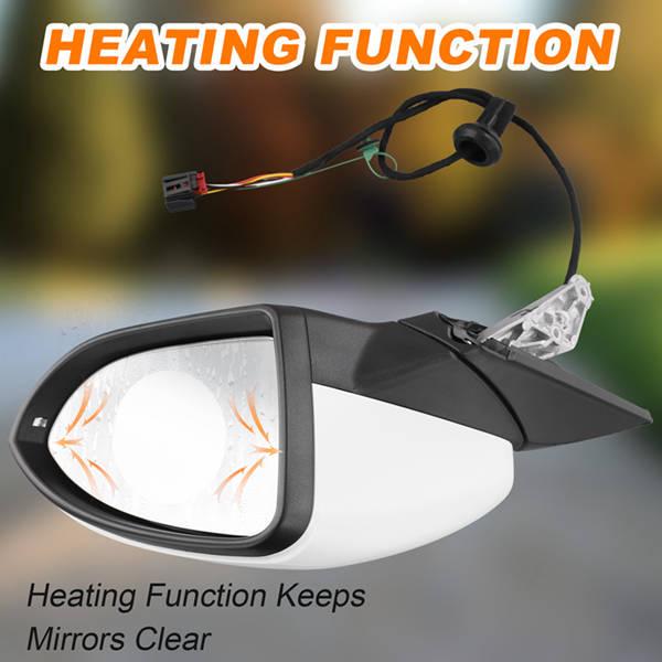 Right-Side Rearview Mirror with Light, Heating, and Electric Adjustment for Volkswagen Golf 7 MK7 MK7.5