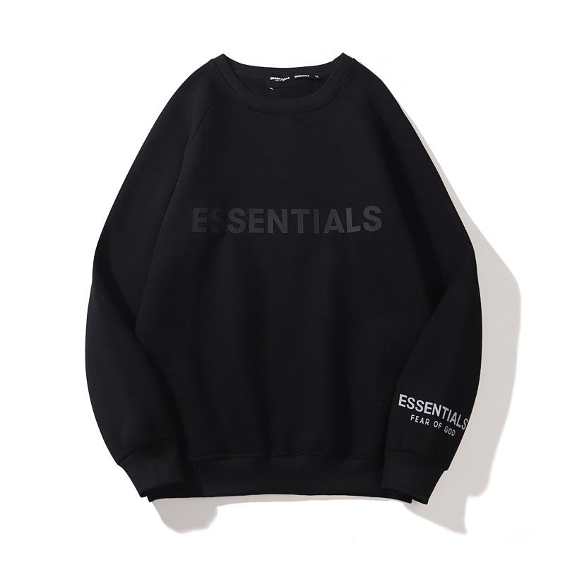 ESSENTIALS Streetwear Mikina s dlouhým rukávem a kulatým výstřihem, froté podšívka, potisk písmen, unisex