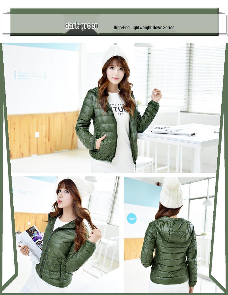 2026 Women's Lightweight Hooded Down Jacket - Ultra-Light Short White Duck Down for Winter