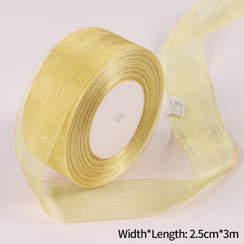 1Roll Sheer Organza Ribbon Chiffon Silk Ribbon for DIY Craft Gift Wrapping Christmas Decoration Wedding Bouquet Sewing Supplies