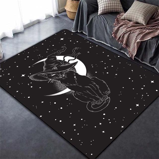 Satanic Cat Carpet for Living Room Home Decor Sofa Table Large Area Rugs Atheist Floor Mat Bedroom Bedside Foot Pad Doormat
