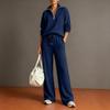 Women's Casual Half Zip Pullover Sweater and Wide Leg Pants Two Piece Set Lightweight Knit Loungewear Tracksuit for Everyday Wear