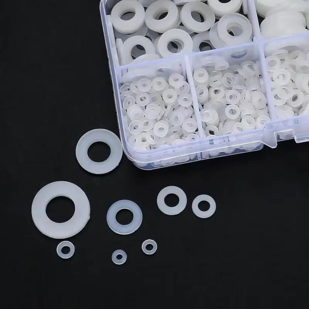250/500PCS Plastic Sealing Ring White Black Flat Gasket Set New Flat Washer Kit for Screw Bolt