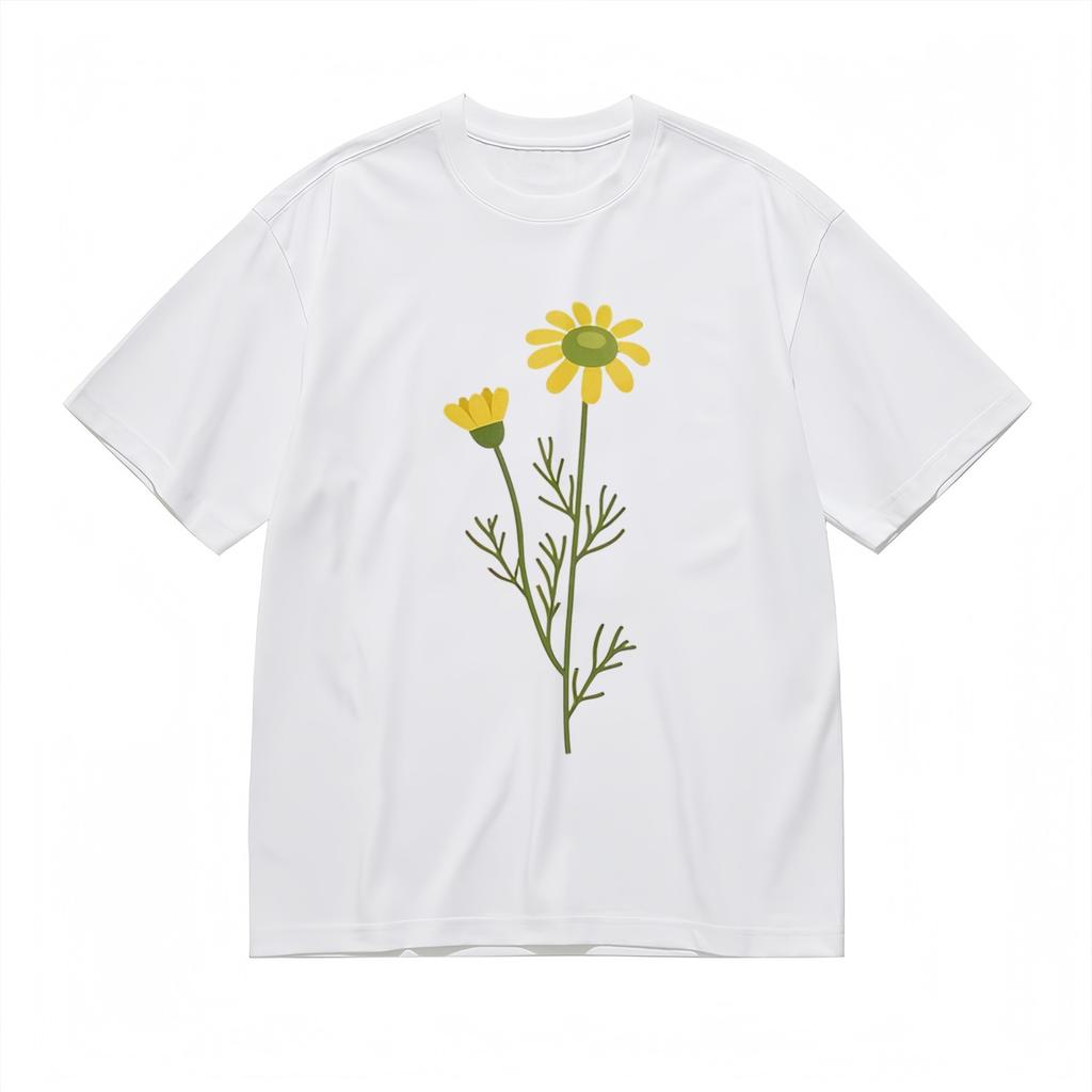 Women's Comfortable Classic T-Shirt Mens Womens Tees Top Minimalist Yellow Floral 100% Cotton Tee USA