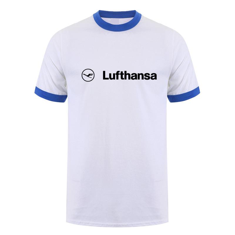 

Lufthansa T Shirt Summer Men Cool Cotton Short Sleeve Lufthansa Airline T-shirts Unisex Gift Tops Tee LH-478 3XL