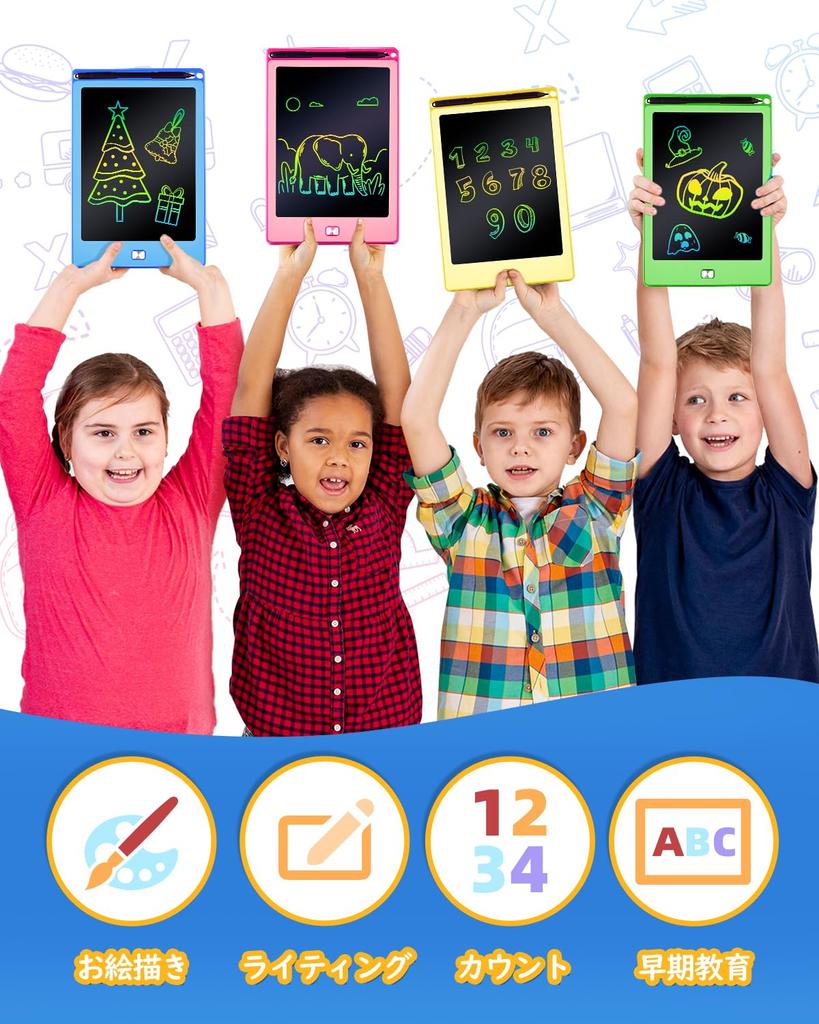 POPERFUN Electronic Memo High Replaceable Drawing Board with Lock Boogie Educational Gift for Ages 6 2-Piece 8.5-Inch Pad, Brightness, Battery,
