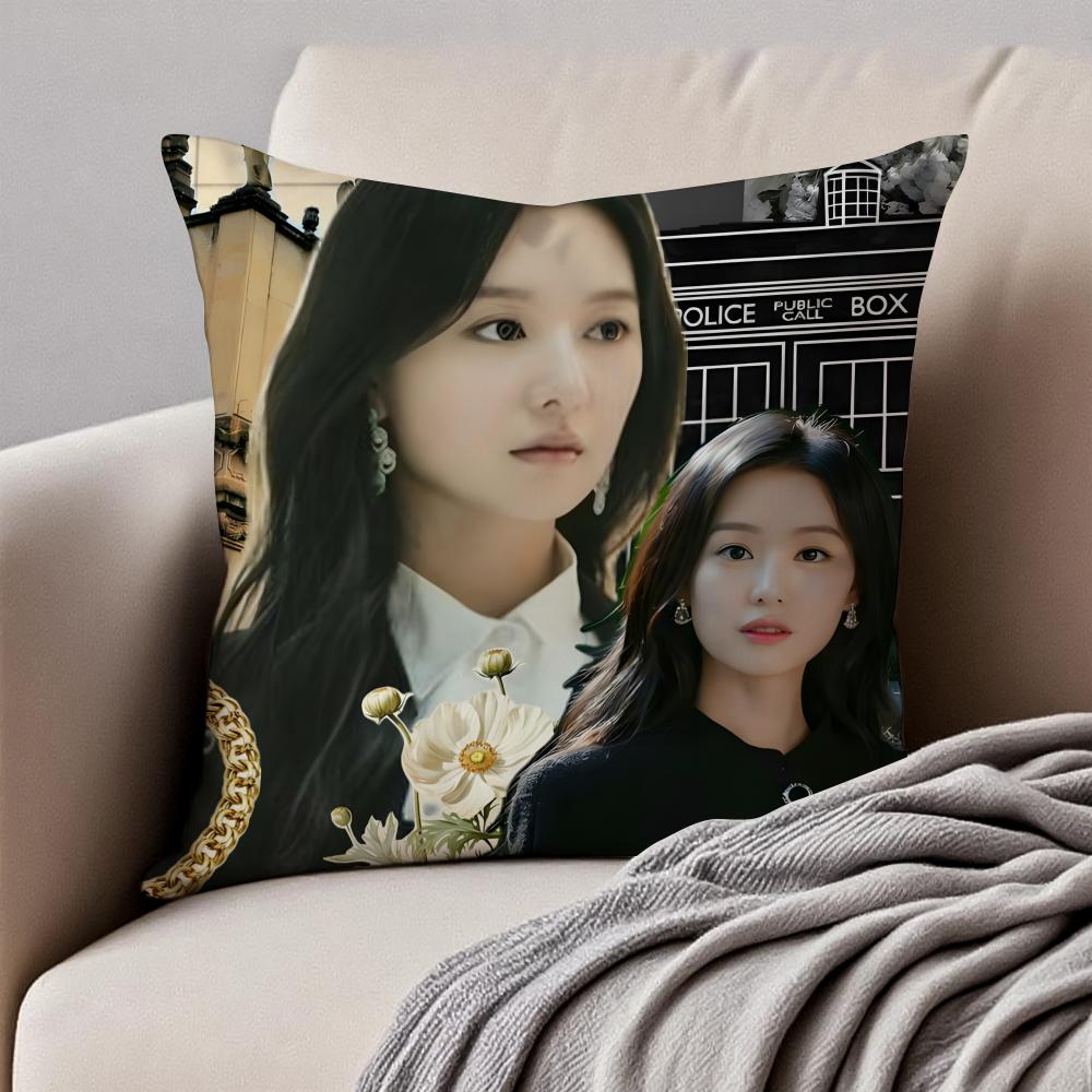 Korean Drama QQueen of Tears Cushion Cover Pillowcase Antidustmite Invisible Zipper Short Plush Sofa Cushion
