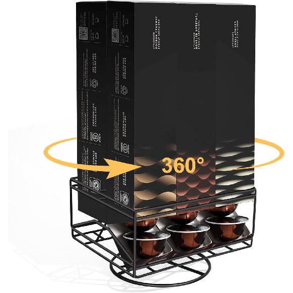 Держатель для капсул кофе Nespresso Vertuo, Набор ароматизированных капсул Barista 7.8 унций, Вращающийся органайзер для хранения капсул кофе Nespresso, Вмещает 6