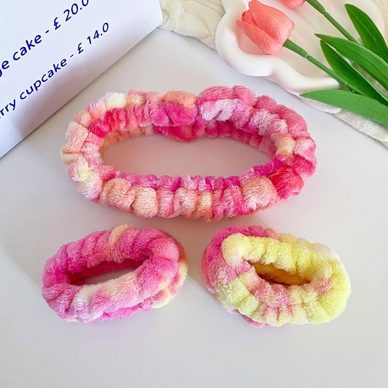 Chic Tie Dyed Soft Warm Coral Fleece Headbands for Women Ladies Spa Yoga Dress Up Washing Face Hairbands Turban Head Wears