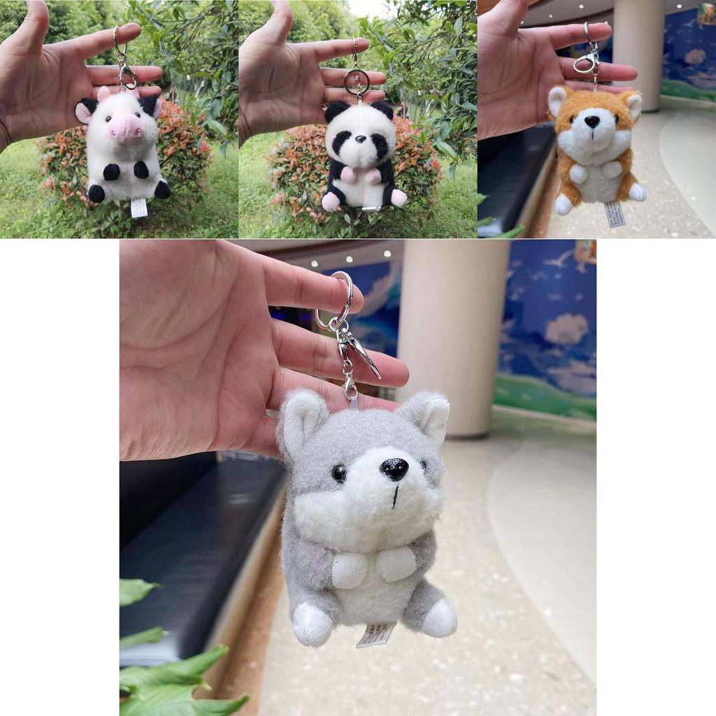 Cheerful Panda And Cow Plush Toy Keychain Cute Cuddly Animal Gift For Kids