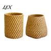 Pen Storage Container Faux Rattan Holder, Woven Style Makeup Brush Boho Pencil Case Desktop Organizer, Multi-functional Resin Cup for Home Office