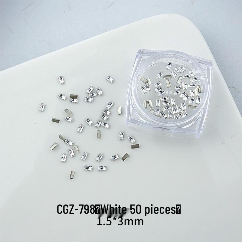 Champagne White Zirconia Rhinestone French Press-on Nail Art Decoration
