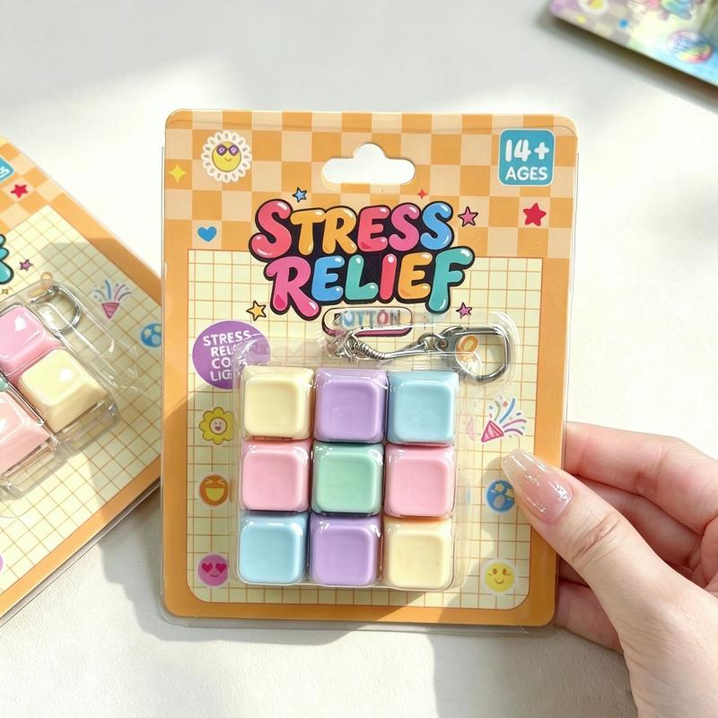 1Pcs Stress Relief Keyboard Keychain 3/4/9 Grids Creative Square Plastic Pendant Without Light Children'S Day Gift