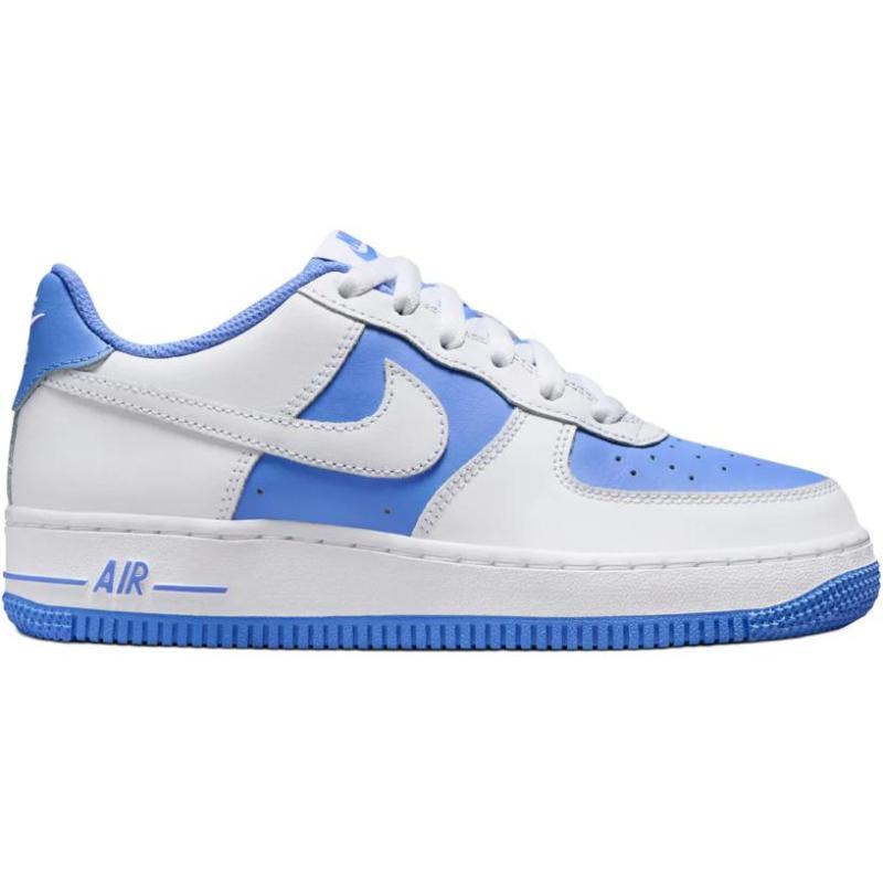 Nike Air Force 1 Anti Slip Wear Resistant Low Top Kids' Skateboarding Shoes White Blue Sneakers HV0936-100