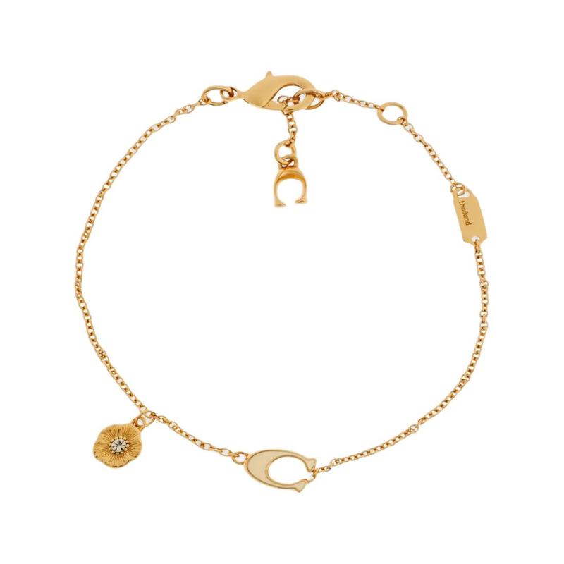 COACH Elegant and delicate floral brass bracelet for women gold золотой