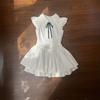 White gentle wind dress summer French white moonlight waist thin lace splicing flying sleeves princess tutu