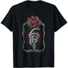 LJYYR Skeleton Hand Rose T-Shirt, Red Flower Gothic Tshirt, Tattoo Skull Occult Tee T Shirt