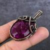 Ruby(Simulated) Gemstone Copper Wire Wrap Jewelry Pendant 2.17" i6b89