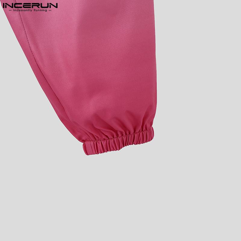 INCERUN Men Drawstring Elastic Waist Gradient Casual Long Harem Pants Trousers
