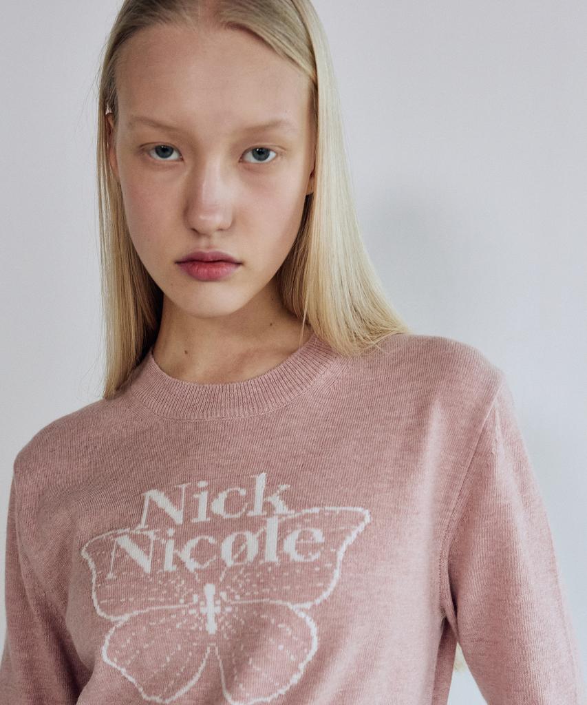Nigaennikol Cashmere Butterfly Signature Crop Knit_Pink