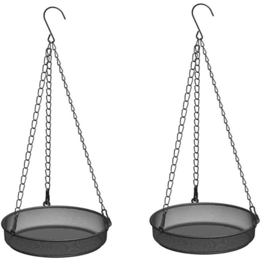 2 Piece Hanging Bird Feeder with Tray,Metal Mesh Hanging Bird Feeders for Large Bird,Outdoor Bird Feeder Platform Hanging Tray,for Outdoor