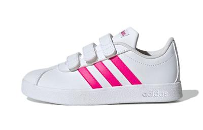 VL COURT 2.0 Cmf Synthetic Leather Abrasion Resistant Low Top Skateboard Shoes White Pink EG3880