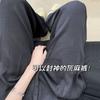 Gray Linen Wide-leg Pants Women's New Summer Thin Small Casual High-waisted Loose Cotton and Linen Ice Silk Pants
