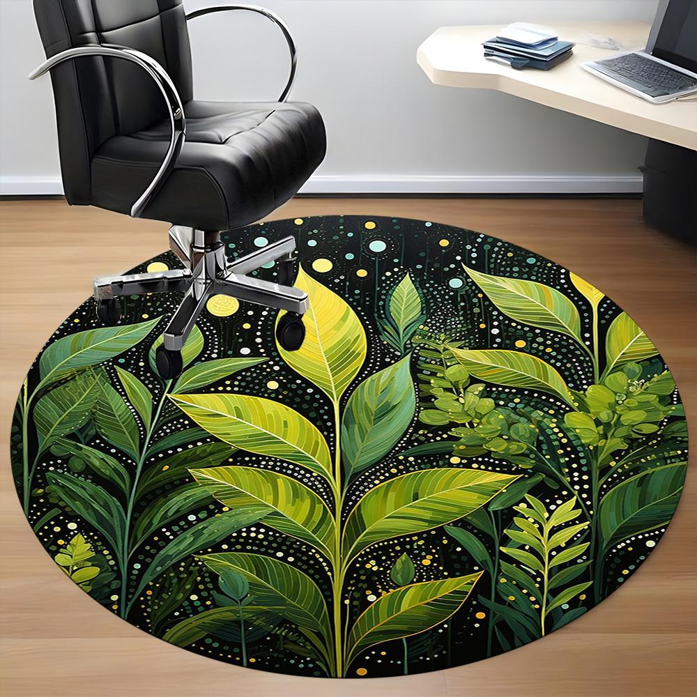 1pc Nature Plants Office Round Area Rug, Indoor Mat Suitable ForOffice, Under Office Chairs Bedroom Living Room Home Decor, Room Decot060