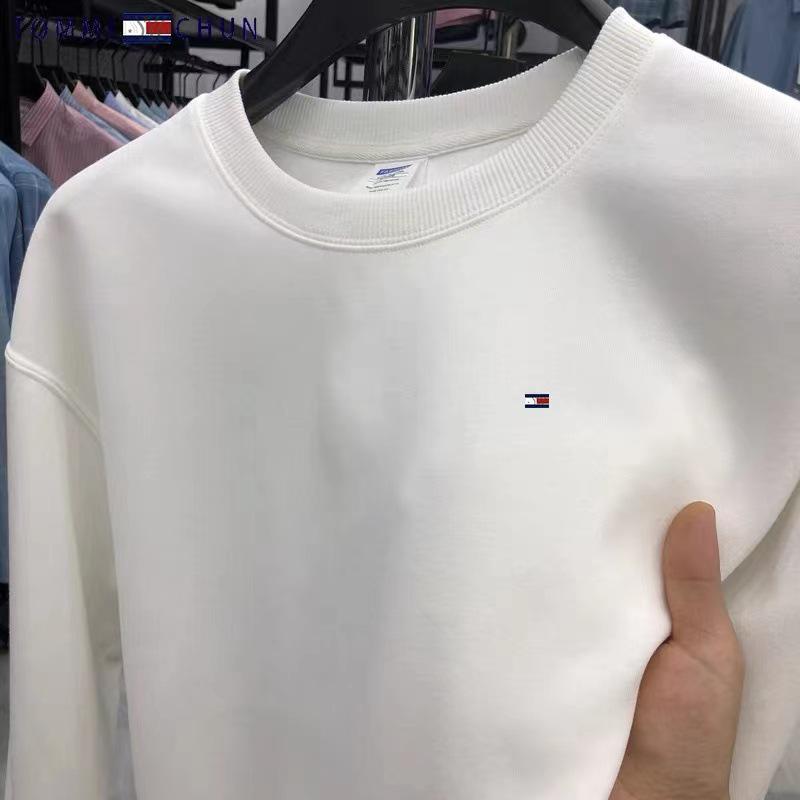 Genuine Tommy Men's Loose Fit Casual Hoodie - Long Sleeve, Plain Color, Stylish for Autumn