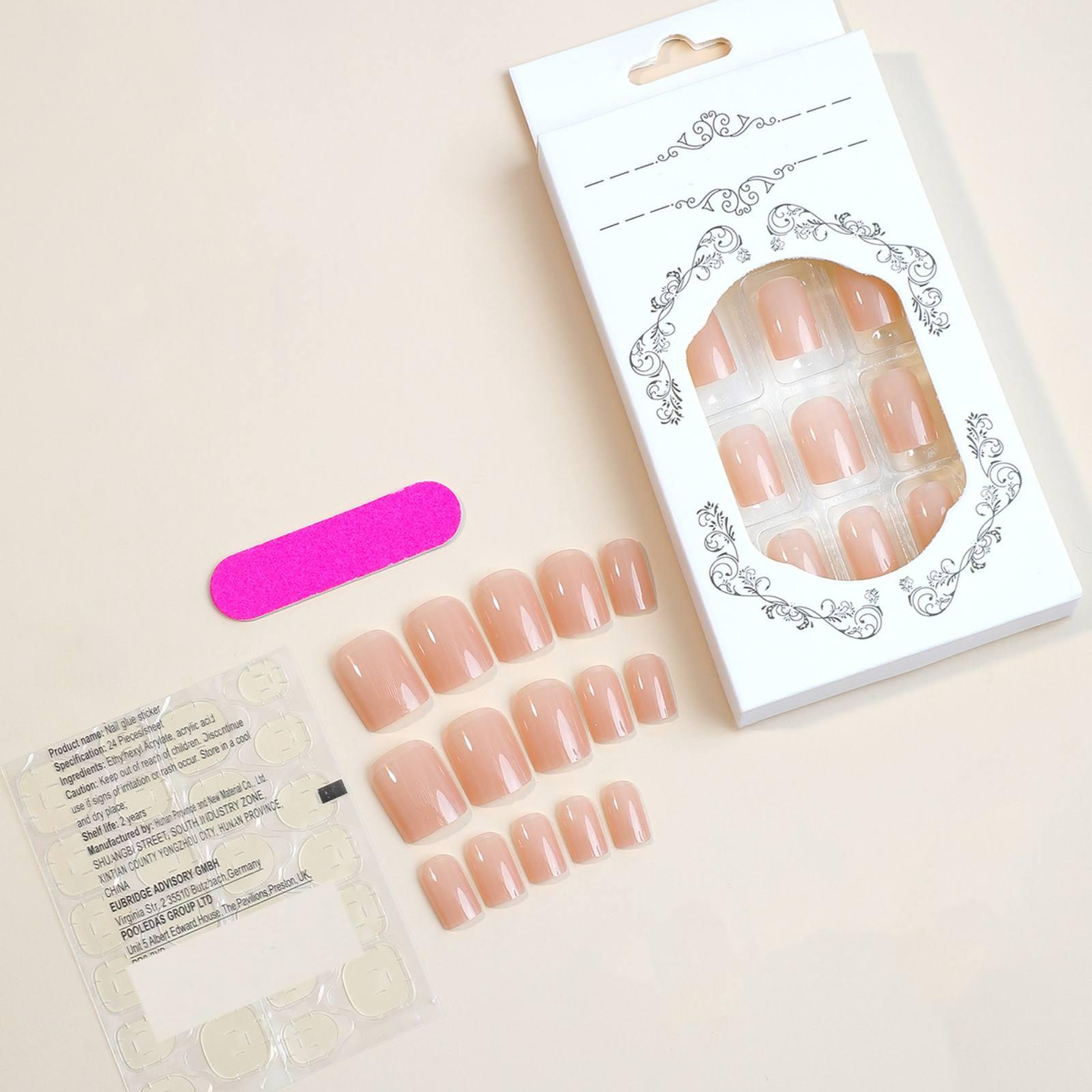 

Нажмите на ноготь, Клей для ногтей и Клей для ногтей, Многоразовые накладные ногти Однотонные Телесные наклейки для ногтей One Size белый