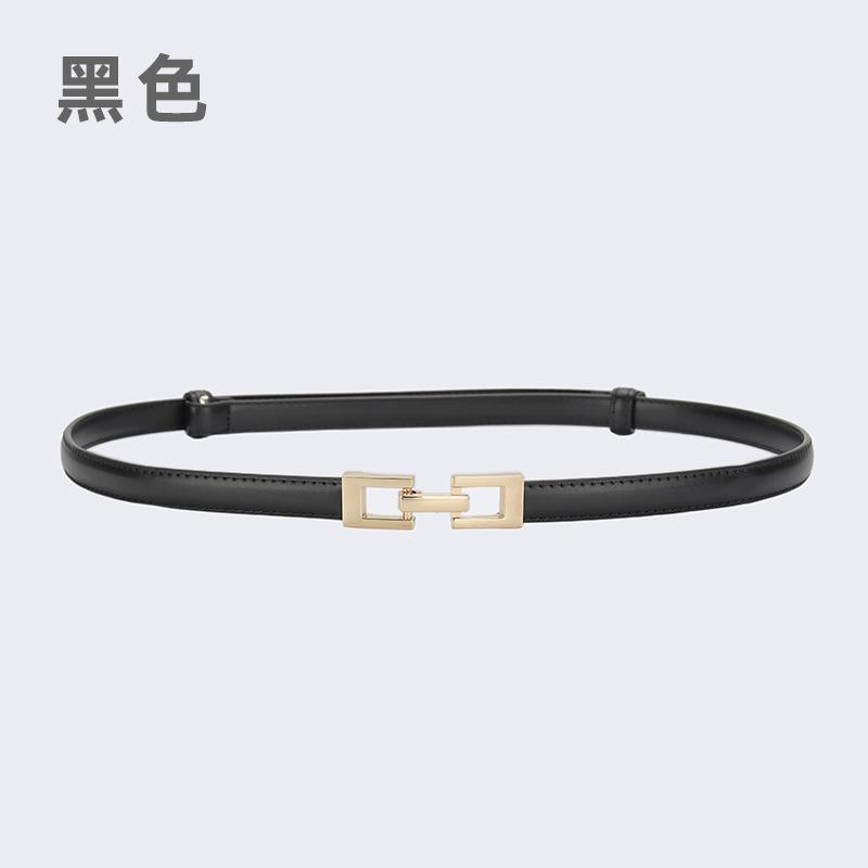 

Четыре сезона в наличии Модный кожаный ремень с пряжкой, регулируемый тонкий, новый декор, с юбкой, складная талия, универсальный, не перфорированный, маленький ремень 65-80cm